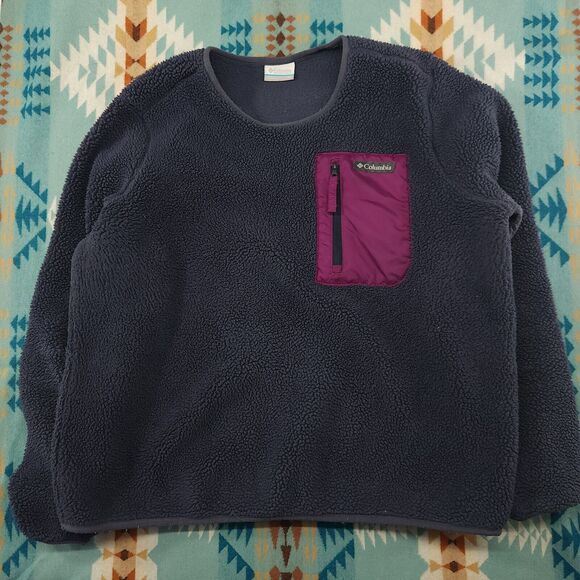 Columbia Women's West Bend Sherpa Crewneck Pullover Purple Medium Granola Gorp - Picture 1 of 7